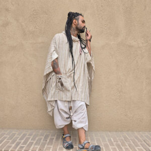 شنل یقه راحبه ای نخ پنبه رنگ فرانسوی